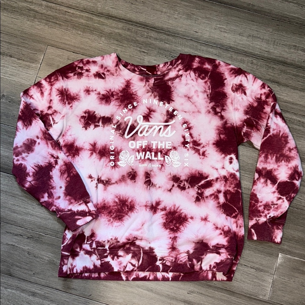 Size Medium Vans Burgundy & White Tie-Dye Sweatshirt.